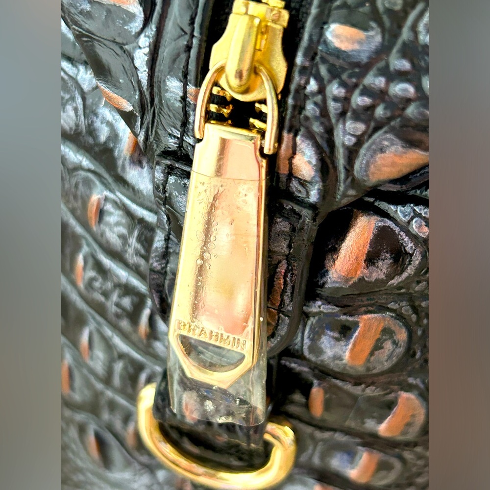 EUC Brahmin LEATHER Croc-Embossed  CarryAll weekender bag in Dusk Melbourne - Picture 6 of 10